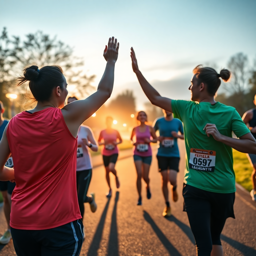 Runners celebrating after a social run