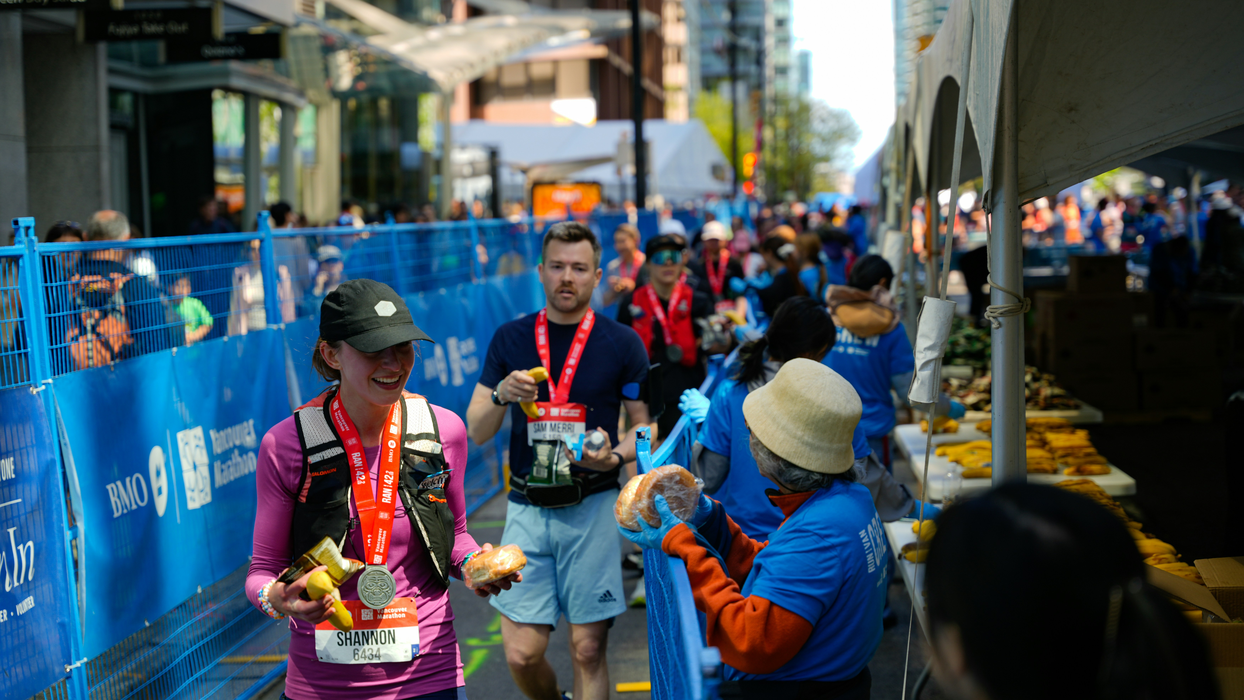 Running apparel shown on a crew shirt