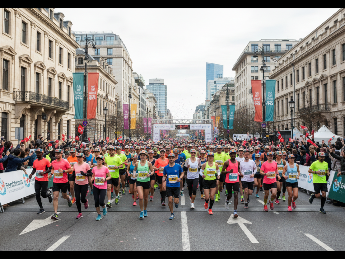 Runners gathered at a community event