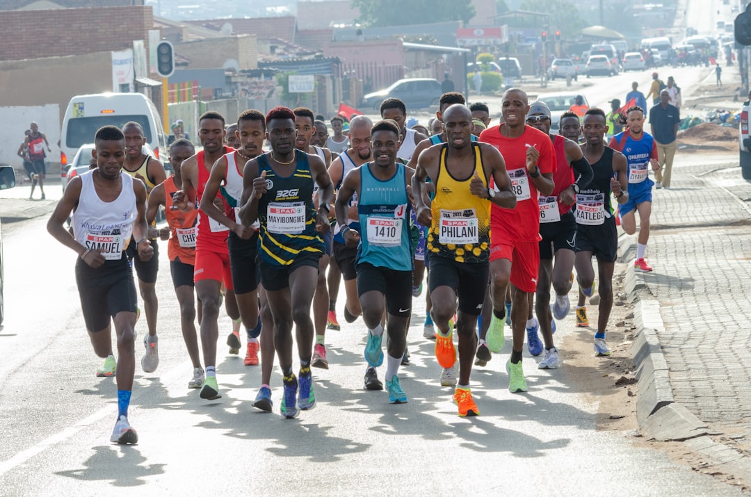 Runners moving through the street